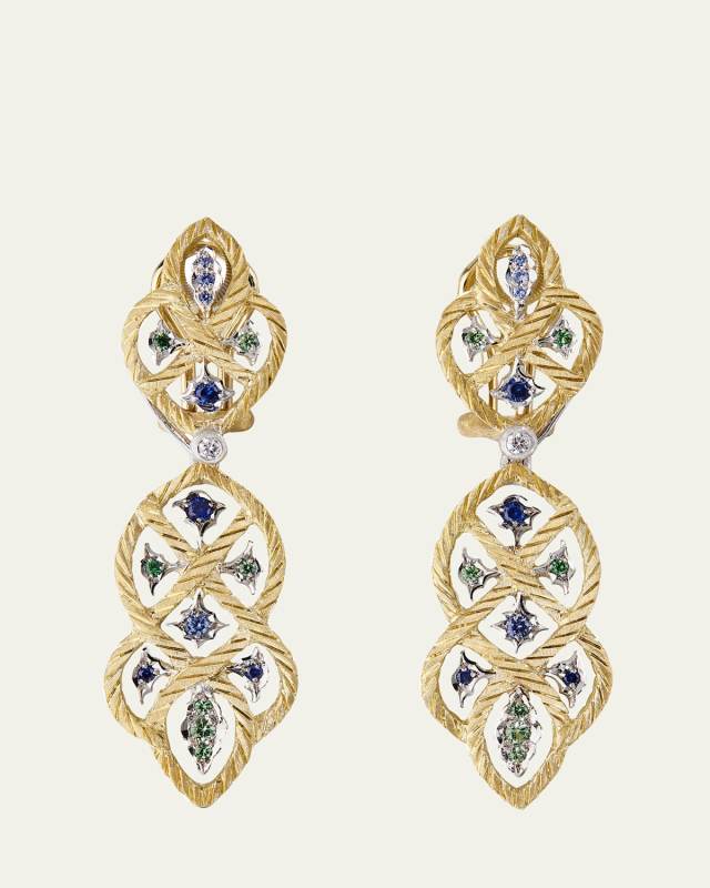 Etoilee Color Diamond, Tsavorite and Sapphire Convertible Drop Earrings